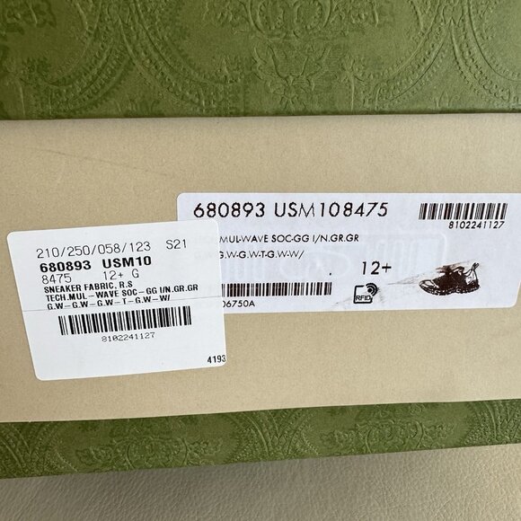 NEW GUCCI INTERLOCKING G RUNNING SNEAKERS WHITE TECHNICAL FABRIC MEN’S 12.5 G - Picture 11 of 11